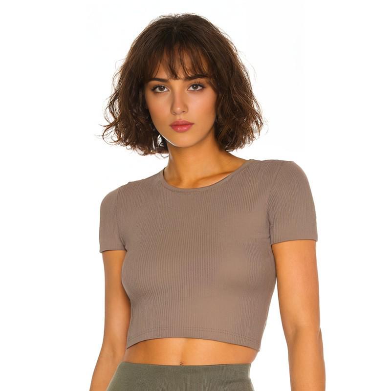 Lulu Women's Quick-Drying Yoga Top with Chest Pads for Pilates, Running & Fitness - Sexy Short Sleeve Design