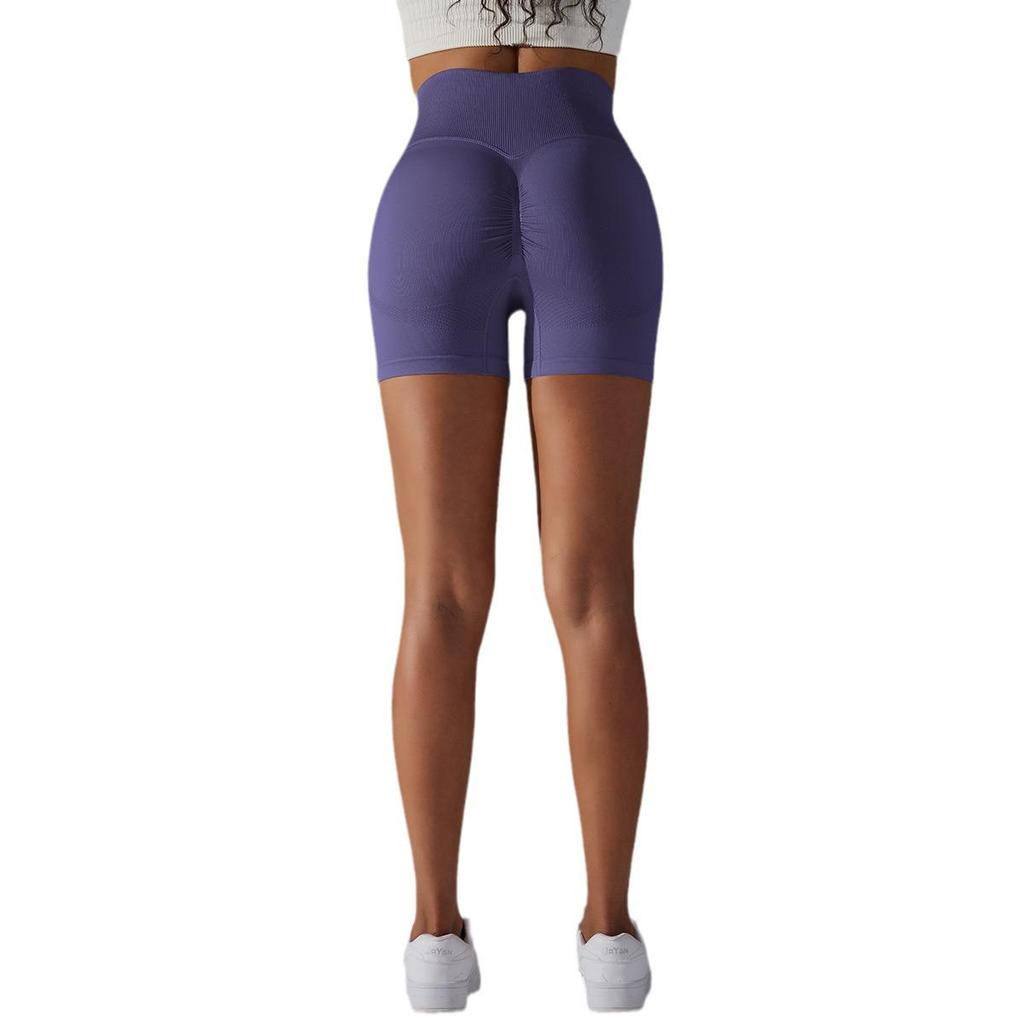 High-Waist T-Line Free Nude Feel Yoga Shorts - Abdominal Control & Hip-Lifting