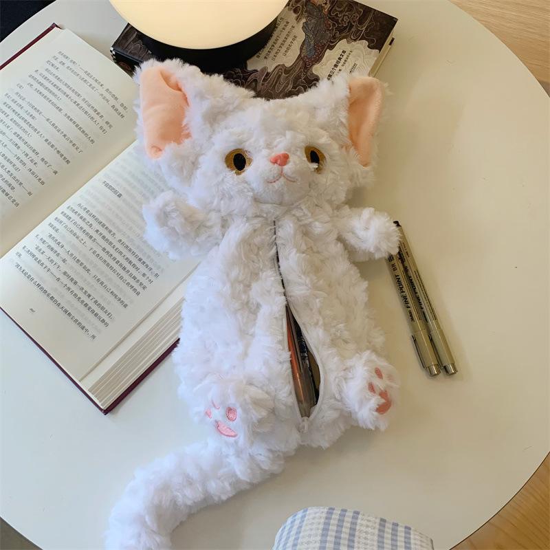 

Пенал с плюшевой кошечкой Xiaohongshu - новая немецкая канцелярская сумка Xiaoqing 30cm белый