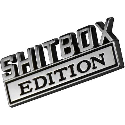 2pcs Metal Shitbox Edition CAR Emblem Badge 3D Sticker Decal Compatible with F-150 F250 F350 Silverado 1500 2500 3500 (Chrome)