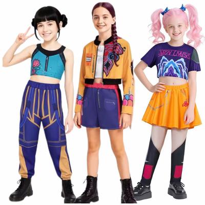 Dětský Kpop Lovci démonů Rumi Zoey Mira Cosplay Huntrix Kostým pro dívky Oblečení Skupinový Idol Roleplay Halloween Karnevalový Oblek