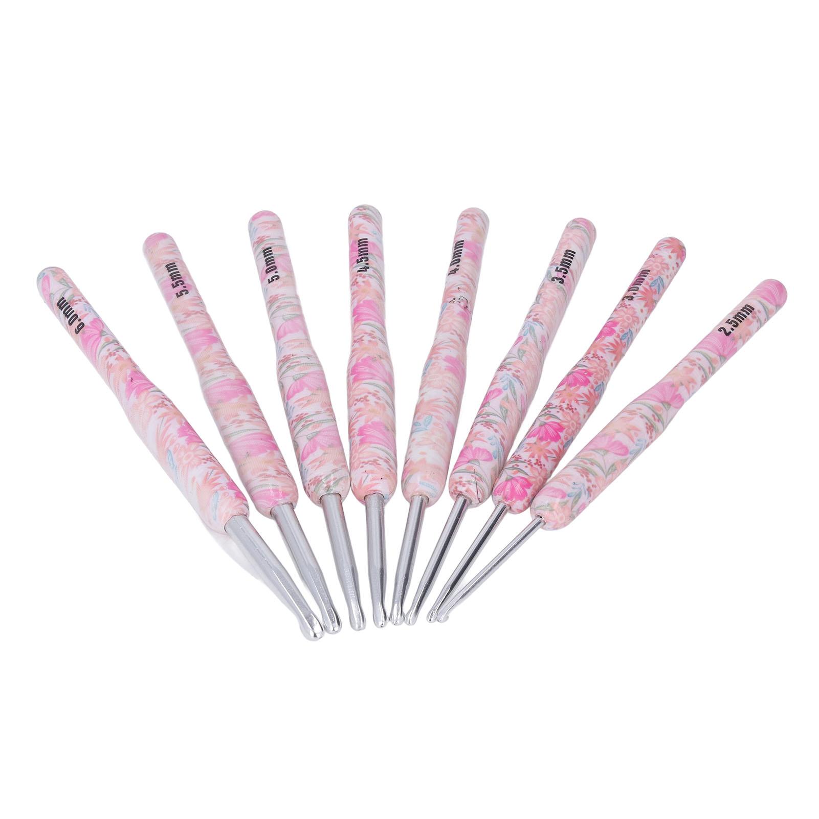 8pcs Crochet Hook Set Printing Aluminum Handcraft   Colorful Crochet Hook Ergonomic Knitting Hook for Knitters for Sewing