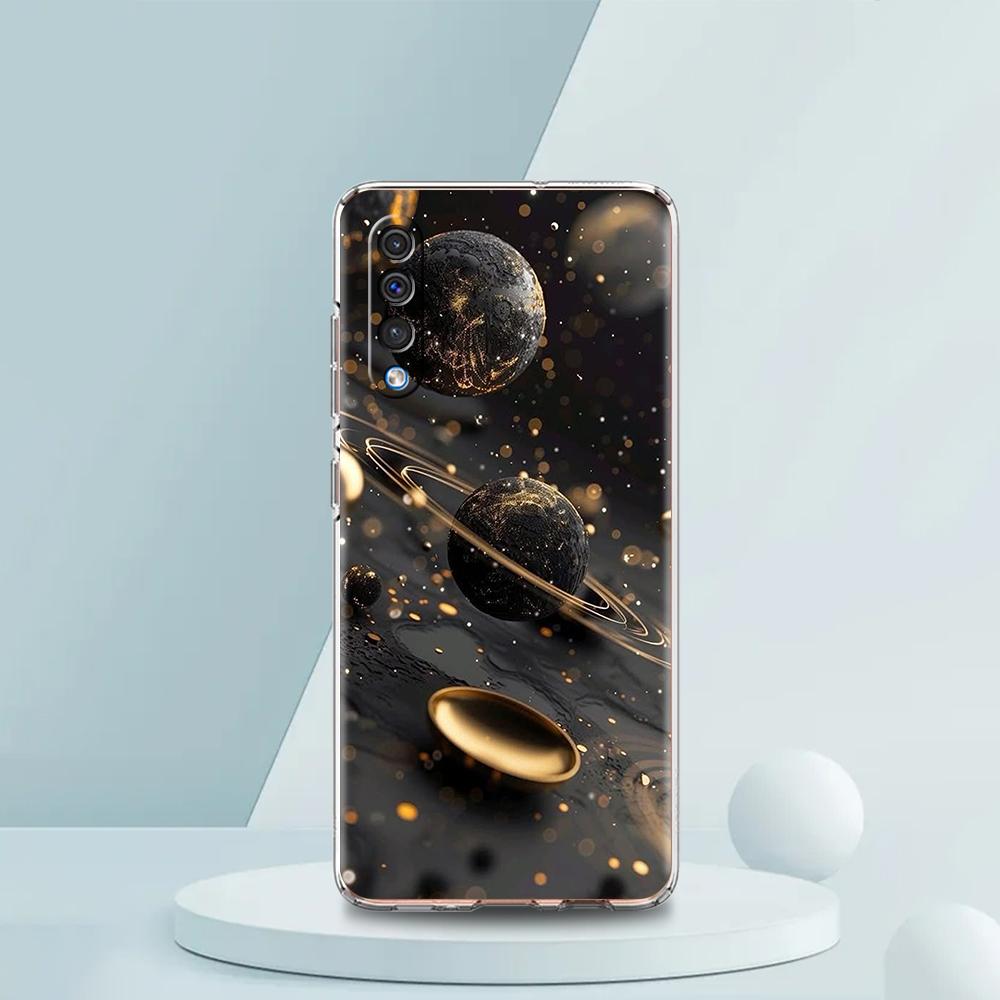Transparent Phone Case for Samsung Galaxy A16 A14 A12 A22 A24 A42 A02 A03S A06 A20 A30 A40 Soft TPU Cover Cartoon Planet Pattern