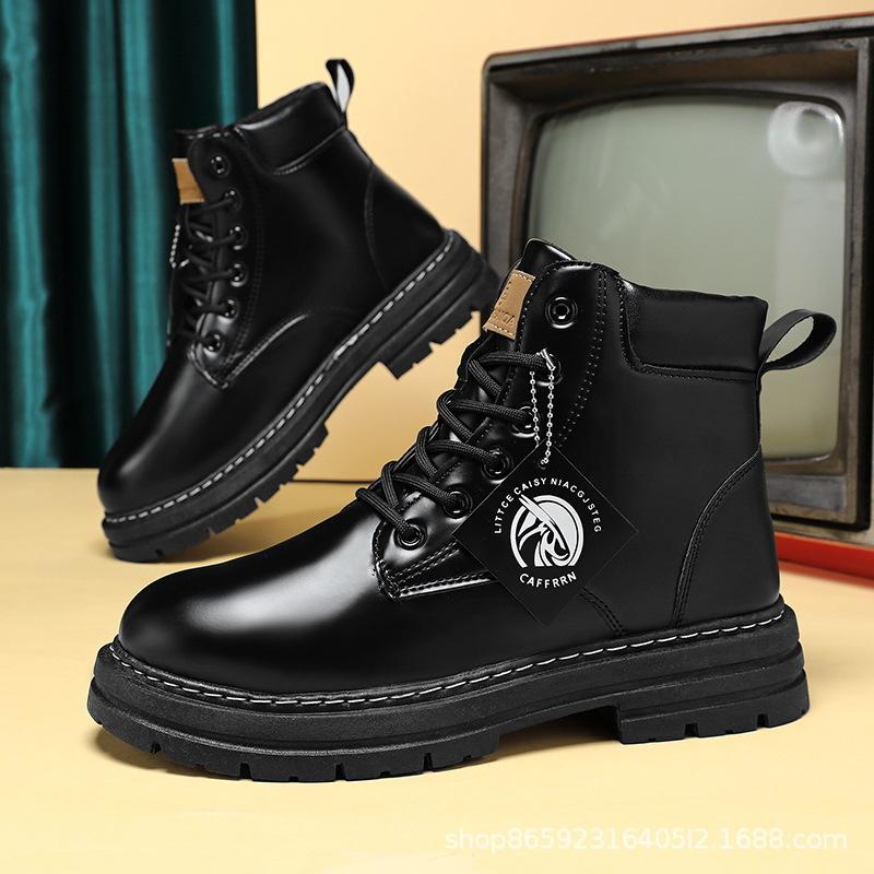 

Мужские ботинки на шнуровке, зимние, новые, высокие, универсальные, мужские повседневные ботинки, нескользящие, трендовые, резиновые, мужские ботинки на плоской подошве 44