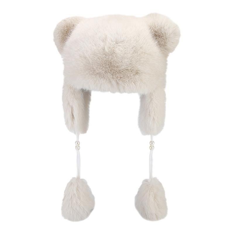 Teens Keep Warm Bear Ear Shape Hat Winter Driving Trapper Hat for Sweet Girls