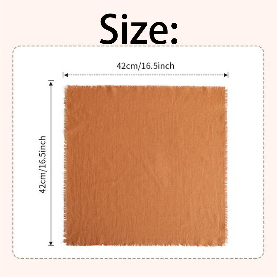 4-pack of vintage frayed-edge napkins, 42cm x 42cm, available in multiple colors, simple table decorations, Western-style napkins and tablecloths.