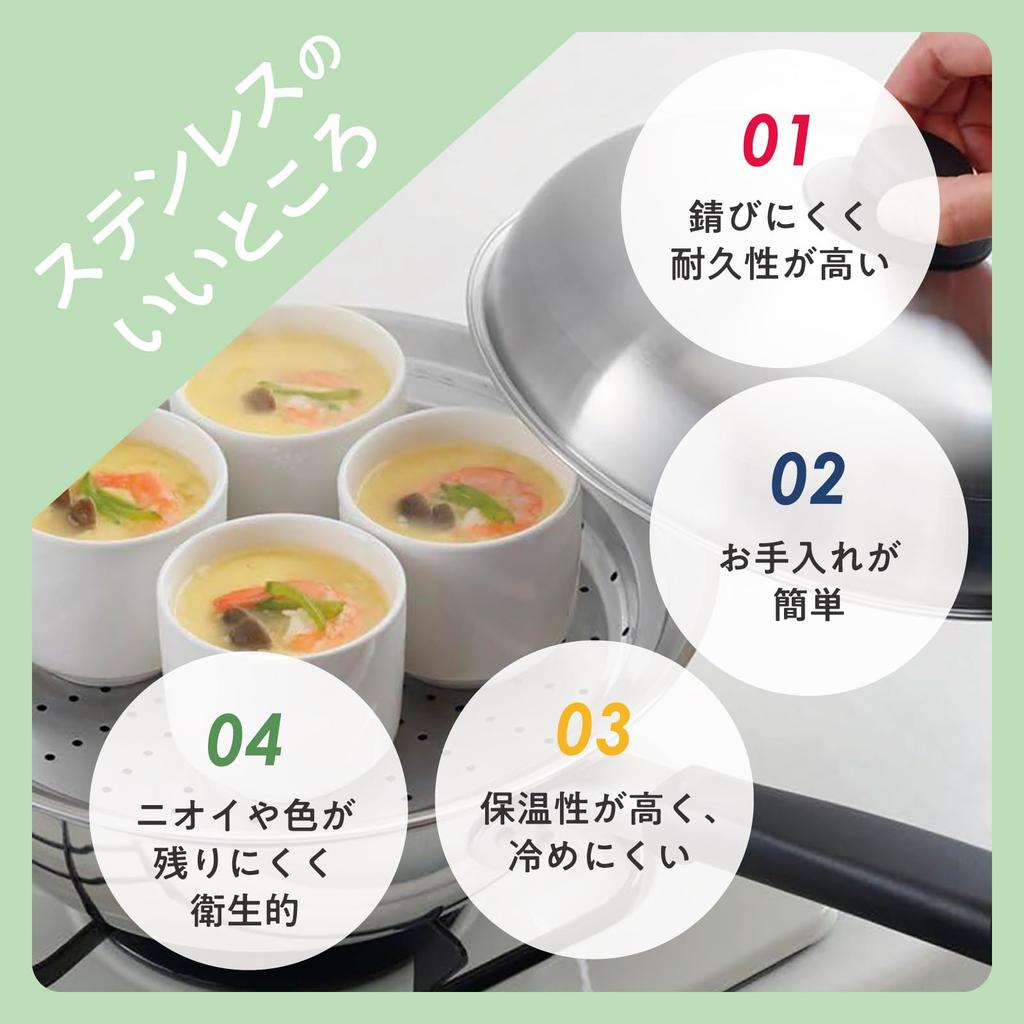 Yoshikawa Steamer for Pots with Glass Stainless Steel Steaming Simply Place on Steam Made in YJ3626 Visible! 20-22cm Lid, Plate, Pot, Food,