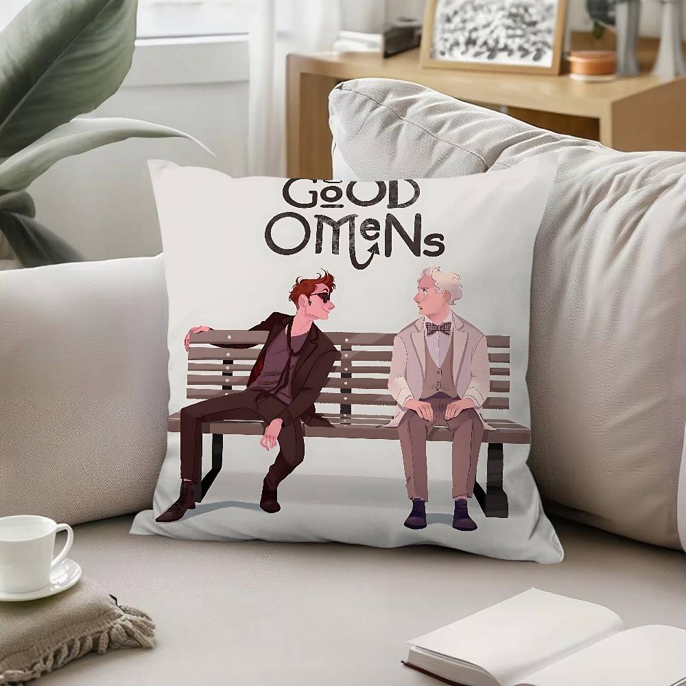 TV Cool W-Good Omens-S Pillow Case Cushion Cover Soft Cute Throw Pillow Case For Car Sofa Pillowcase Polyester With Zipper