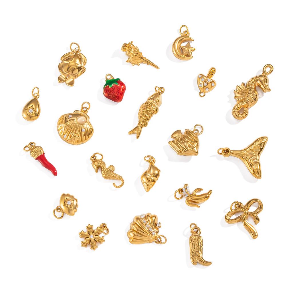  3PCS/Bag Ocean Style Seahorse Fish Conch DIY Jewelry Accessories Combination Pendant Handmade DIY Accessory