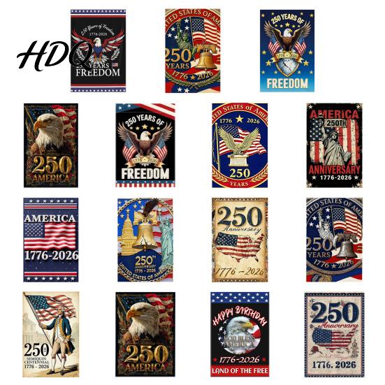 250th Anniversary Flag America Garden 250 Years of Freedom Patriotic Banner Outdoor Decoration 4th July Yard Sign for Independence Day Memorial