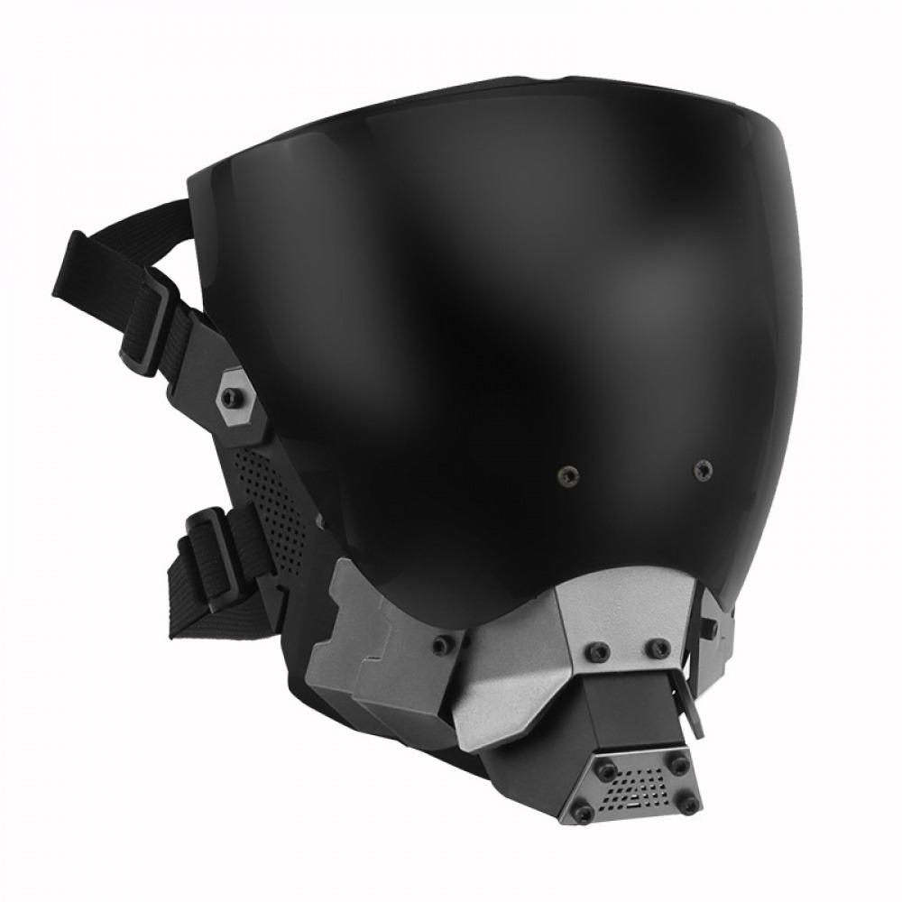 Sci‑Fi Techwear Mechanical Half‑Helmet Mask, Futuristic Cosplay Role‑Play Face Cover For Outdoor Dress‑up Prop