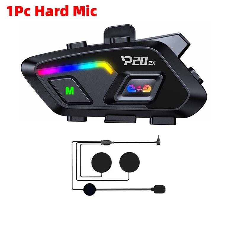 1/2Pcs P20 2X Motorcycle Helmet Intercom Bluetooth Headset Long Standby 1000mAh MP3 Player Waterproof Hands-free Interphone