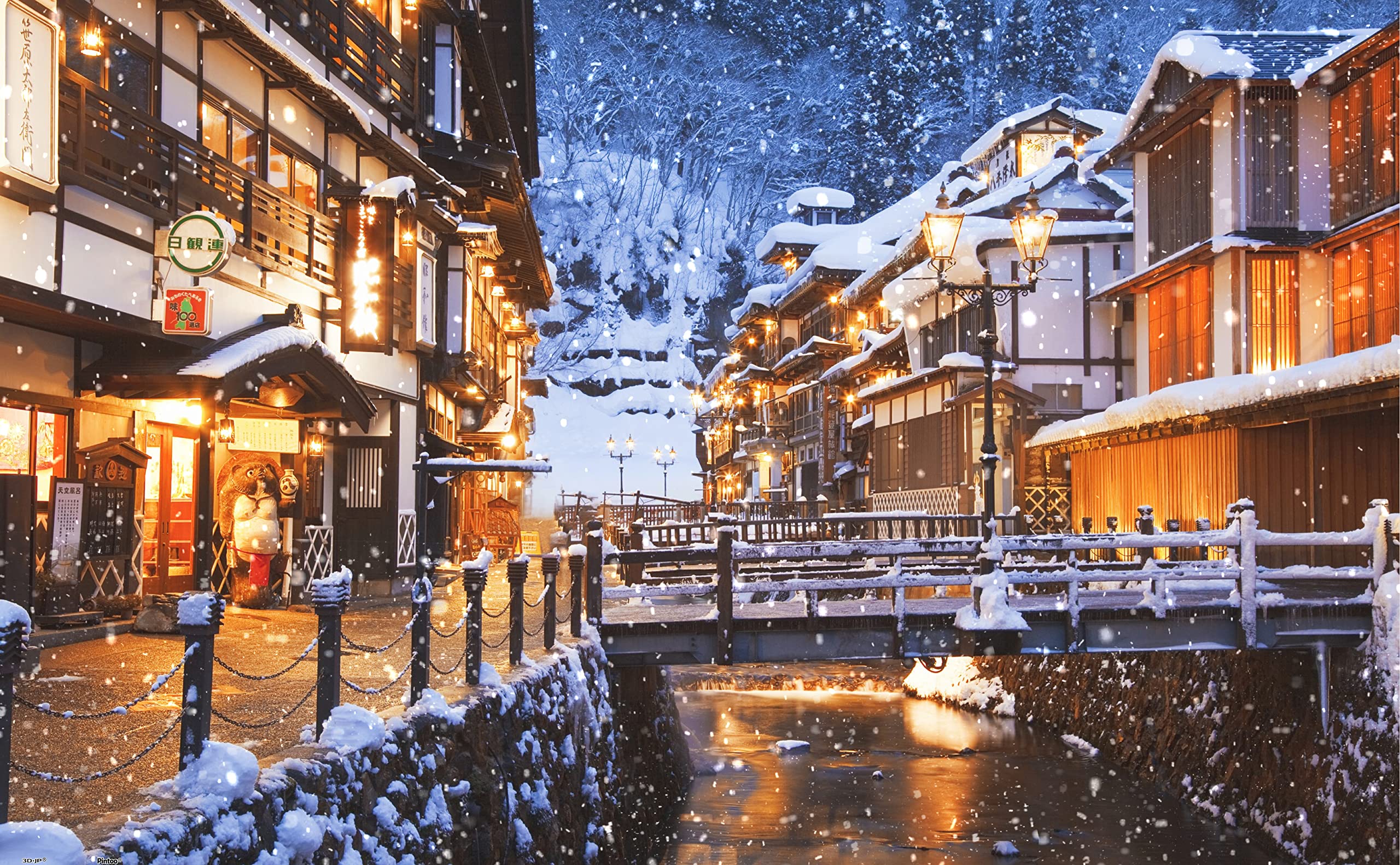 

Пластиковый пазл Pintoo 1000 элементов Город горячих источников Гинзан Сложный для взрослых Нет элементов Нажмите, чтобы собрать [Снег освещен (Япония)] (38X59см) [H2682]