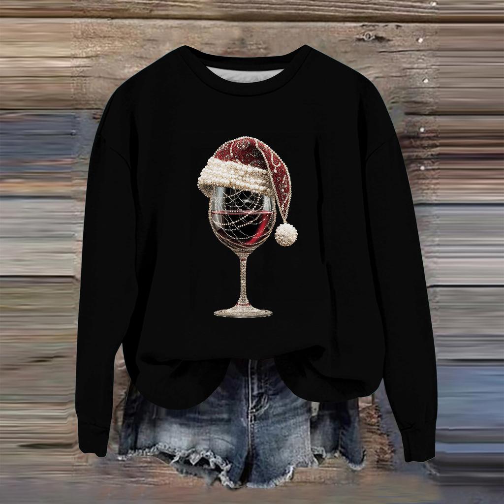 Women's Fashion Printed Long Sleeve Loose Round Neck Sweatshirt Top Fall