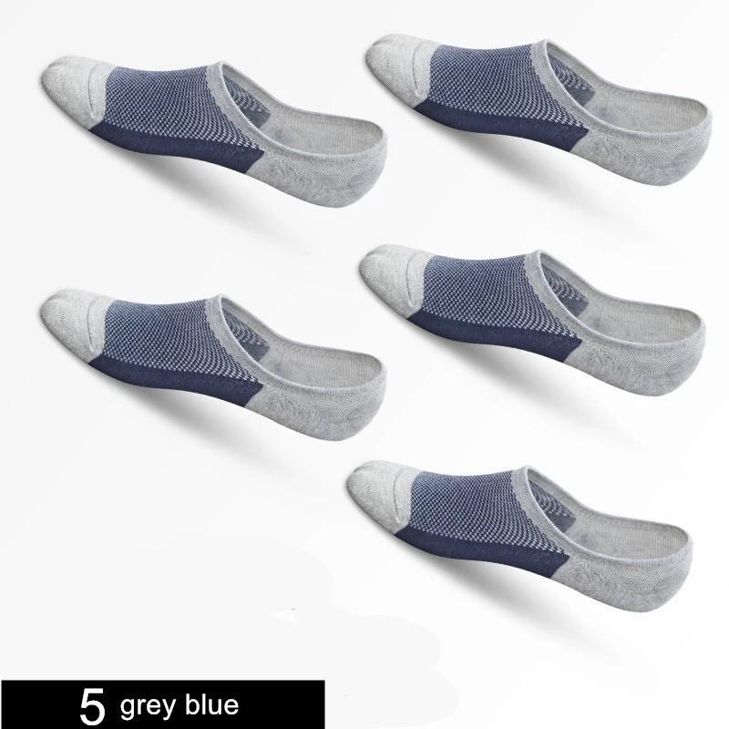 5 Pairs No Show Men Boat Socks Summer Non-Slip Silicone Invisible Cotton Socks Breathable Male Ankle Socks Slippers