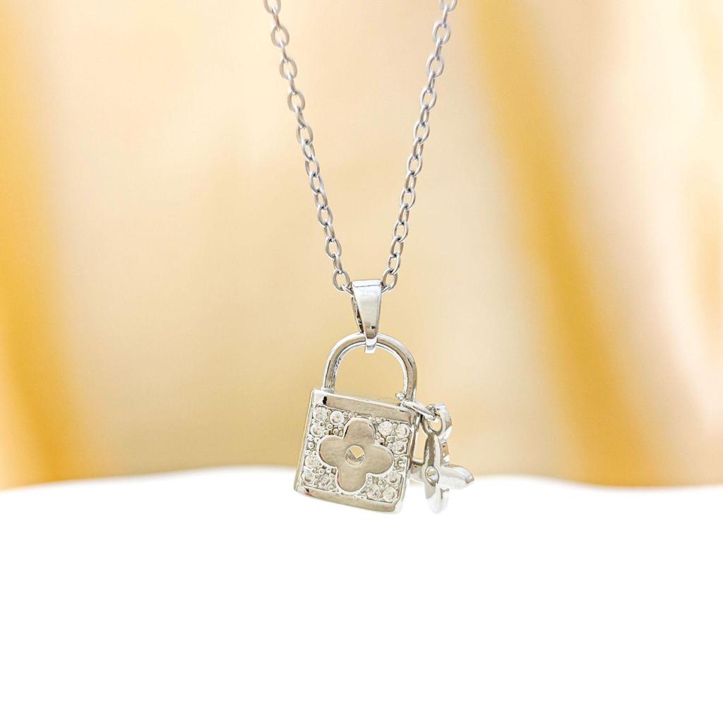 Stylish European and American Titanium Steel Love Lock Pendant Necklace for Women