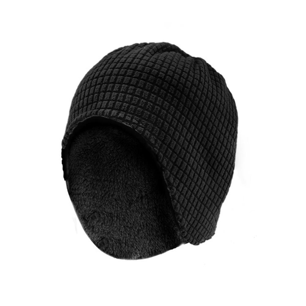 

Plaid Plush Beanie Hat Ear Protection Neck Cover New Pullover Cap Autumn and Winter чорний