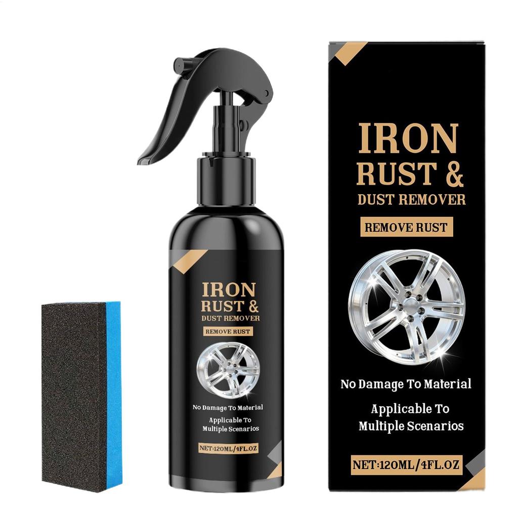 Car Rim Cleaner 4fl.oz Iron Aluminium Remover with Sponge Rim Cleaner Spray for Truck Automotive Motorcycle RV Brake Dust Rust