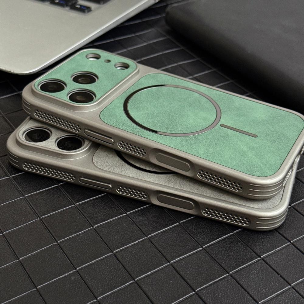 Matte Suede Leather Magnetic For Magsafe Case For iPhone 13 14 15 16 17 Pro Max Heat Dissipating Bumper Shockproof Soft Cover