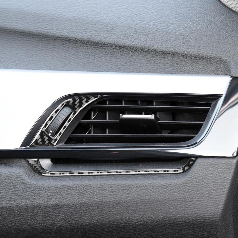 Real Carbon Fiber Car Accessories Center Air Vent Decorative Trim Cover Soft Sticker For BMW X1 F48 2016- X2 F39 2018-