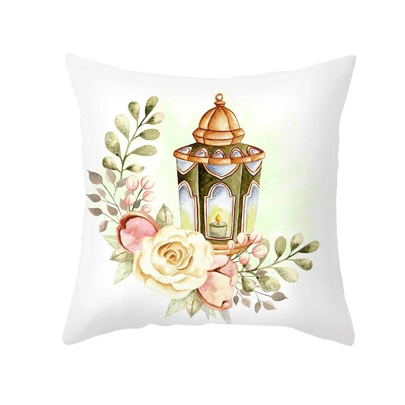 X Ramadan Islamic Muslim Printed Cushion Cover for Home Living Room Sofa Decoration Square Polyester Pillowcase