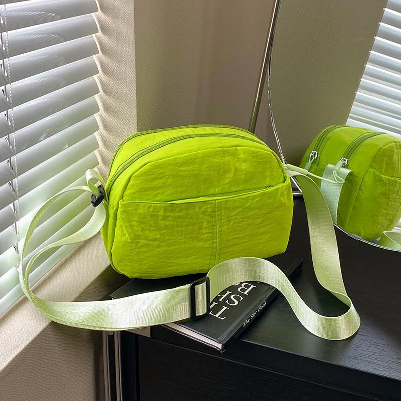 Shoulder bag trendy fashion simple solid color casual messenger bag versatile light literary style small square bag