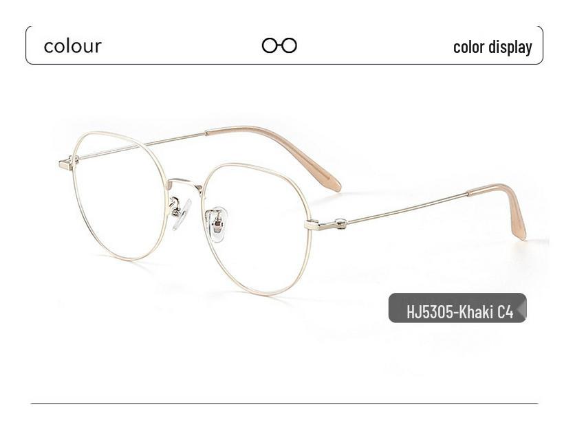 Korean Style Large Frame Glasses for Women: Slimming Oval Silver Frame Eyewear for Round or Square Faces, Model 5305