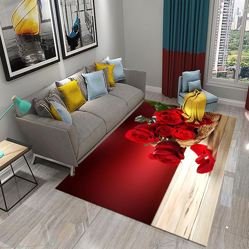Multicolor Rose Flower Carpet for Lovers Bedroom Decor Rugs Living Room Carpet Kitchen Bedroom Door Entrance Non-slip Carpets