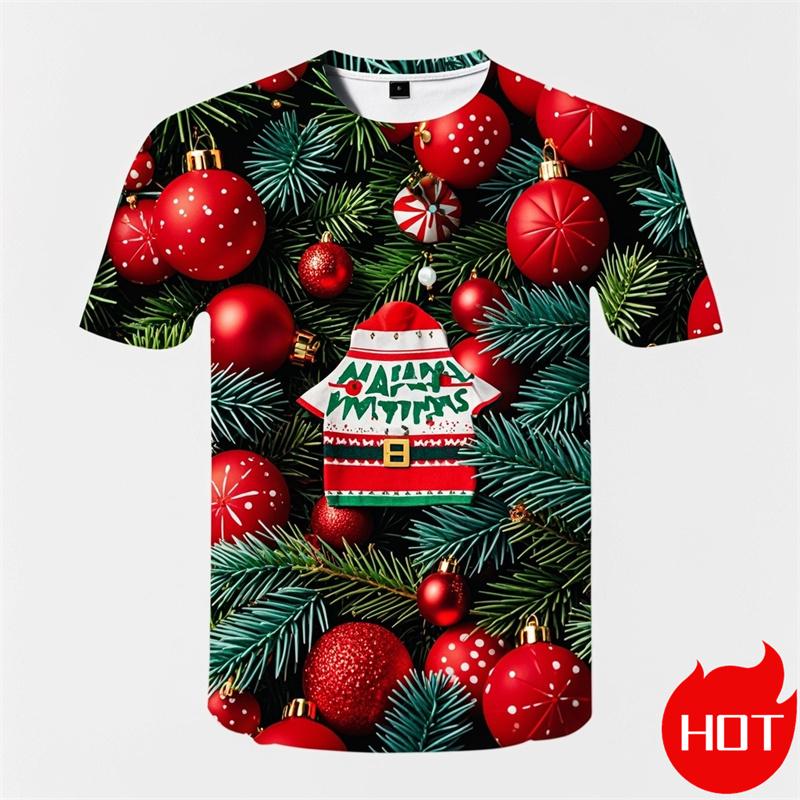 T-shirt Imprimé 3D Joyeux Noël Mode Homme Femme Mignon Père Noël Graphique Noël Drôle Streetwear Tee