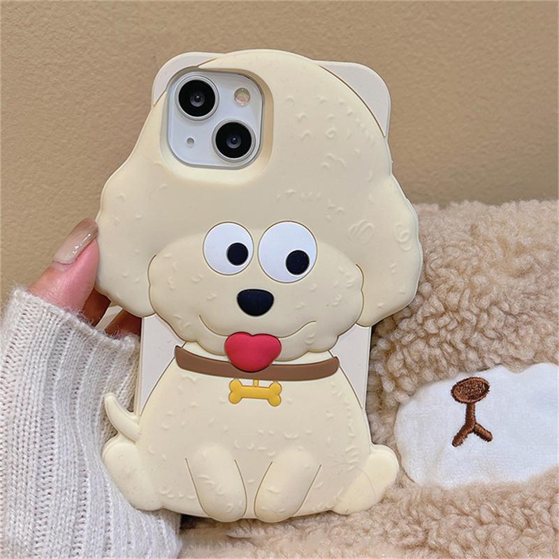Koreanische Nette 3d Liebe Herz Welpen Silikon Telefon Fall Für Iphone 14 13 12 11 Pro Max Schöne Cartoon stoßfest Soft Cover Funda