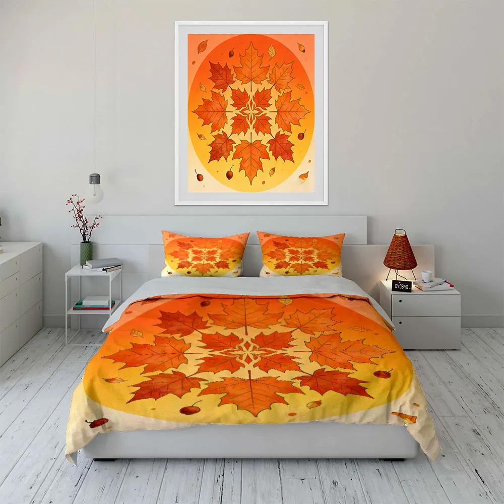 Autumn Leaf Pattern Decoration Set Soft Comfortable Duvet Cover Bedding Set Included 1*Duvet Cover & 2*Pillowcases Gift