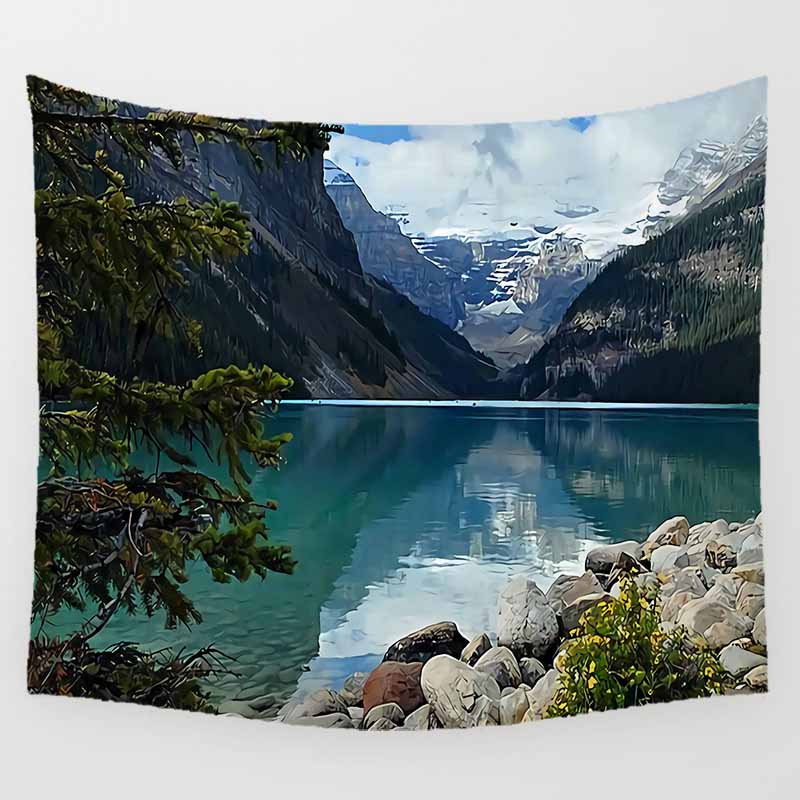 Home Decor Aesthetic Landscape Art Print Polyester Tapestry Wall Hanging Bedroom Living Room Background Fabric tapiz
