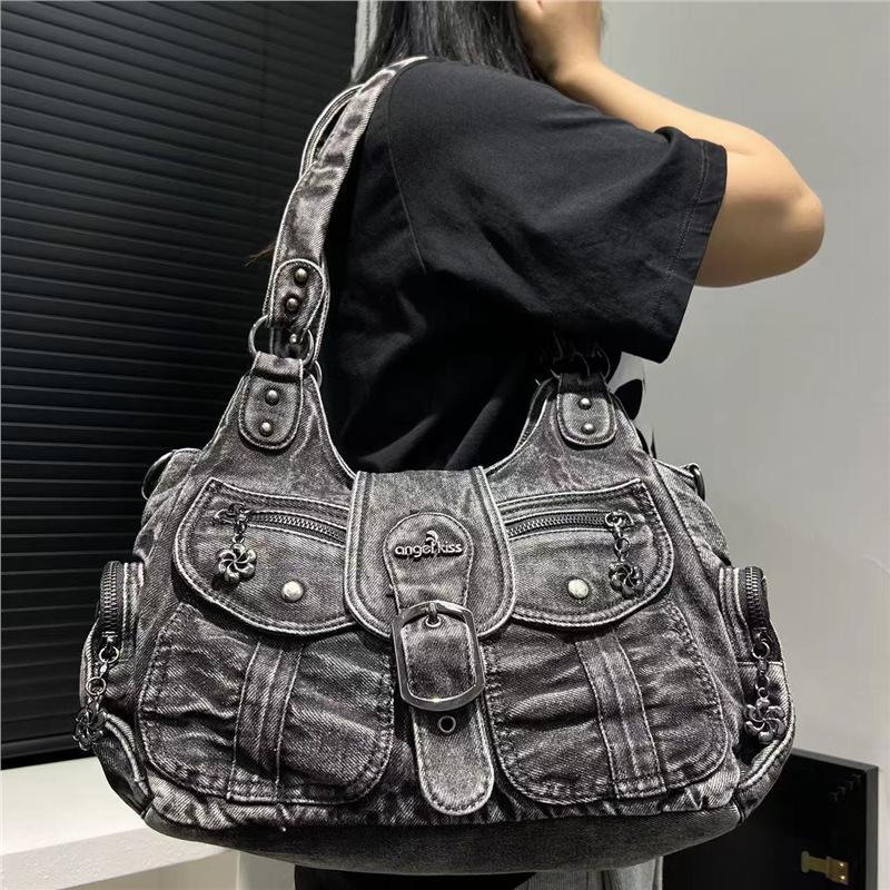 Ladies Vintage Maillard Denim Tote Bag Large Capacity Babes Tote Bag