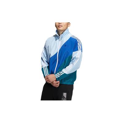 Neo Small Logo Color Block Striped Print Zip Jacket Men Jacket Blue HC9661