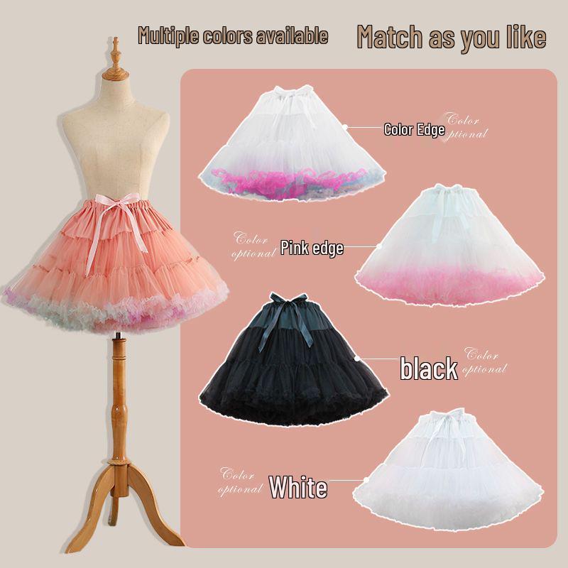 Reifrock Lolita Weicher Tüll Marshmallow Unterrock mit 45cm Stütze - Vollfarbe Vielseitiges Innenfutter