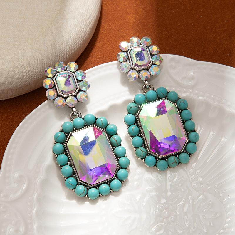 

Color Diamond Exaggerated Bohemian Earrings Women S Inlaid Pearl Turquoise Fashion Shiny Earrings Source