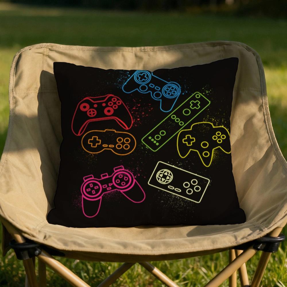 Colorful Graffiti Gamepad Cushion Cover Soft Reversible  Durable Pillow Cover  MultiScene Use for Home  Car Daily Comfort