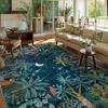 Tapis Vert Jungle Minuit pour Décoration de Salon Arbre Palmier Tropical Chambre Salon Balcon Tapis de Canapé Table Basse Salle à Manger