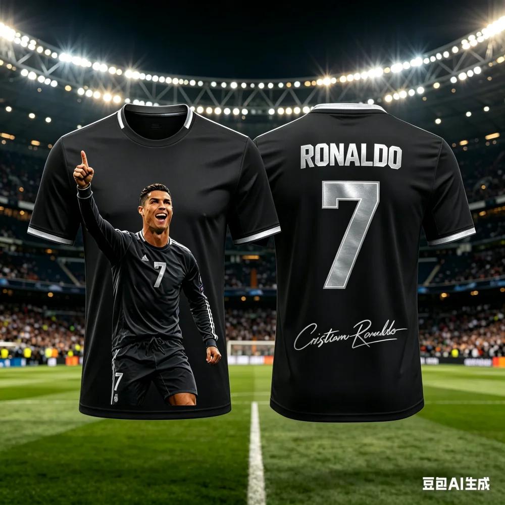 All Season Kids & Adults Ronaldo #7 Fan Football Jersey Polyester Breathable Comfortable Sports World Cup Top