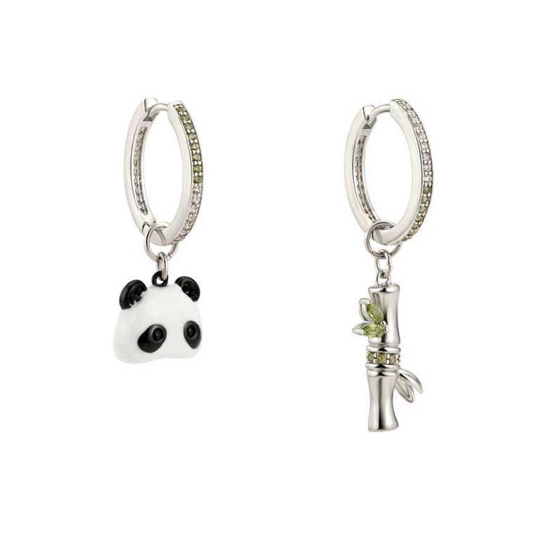Стильные асимметричные серьги-панды из серебра 925 пробы — фото 5