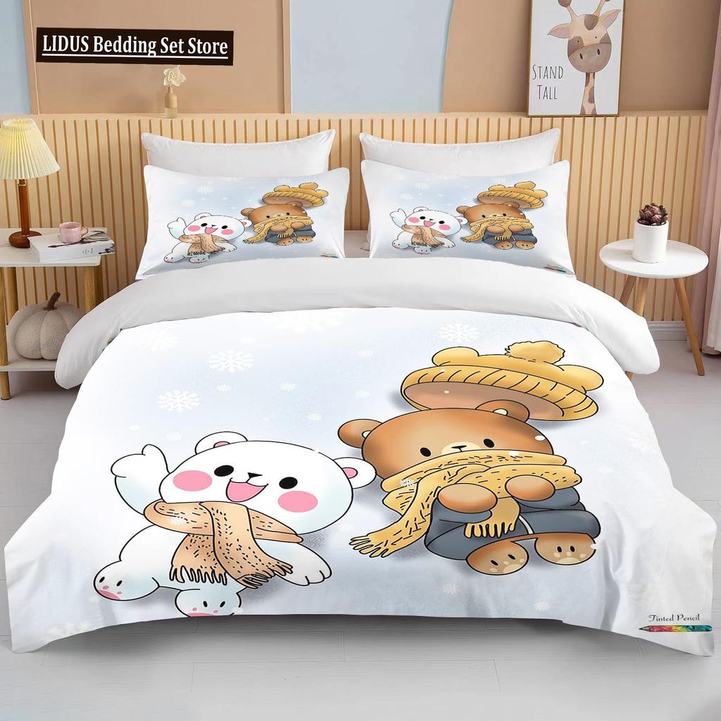 Bubu Dudu Cartoon Cute Bear Kawaii Christmas Gift King Twin Double Boys Bedding Set Microfiber Or Polyester Duvet Cover Set