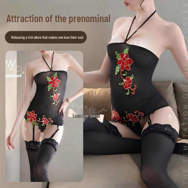 Sheer Temptation: Tearable Lingerie Bodysuit & Stockings Set