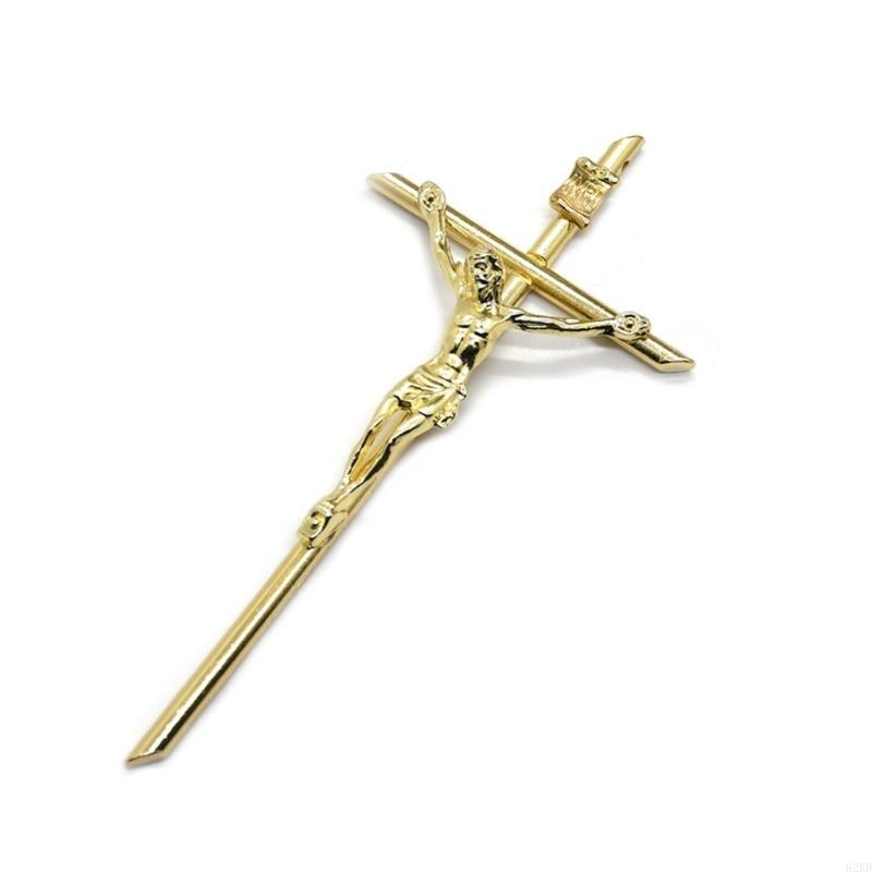 62KD 10pcs Gold Crucifix Wall Blessing Sacred Handheld Catholic Metal