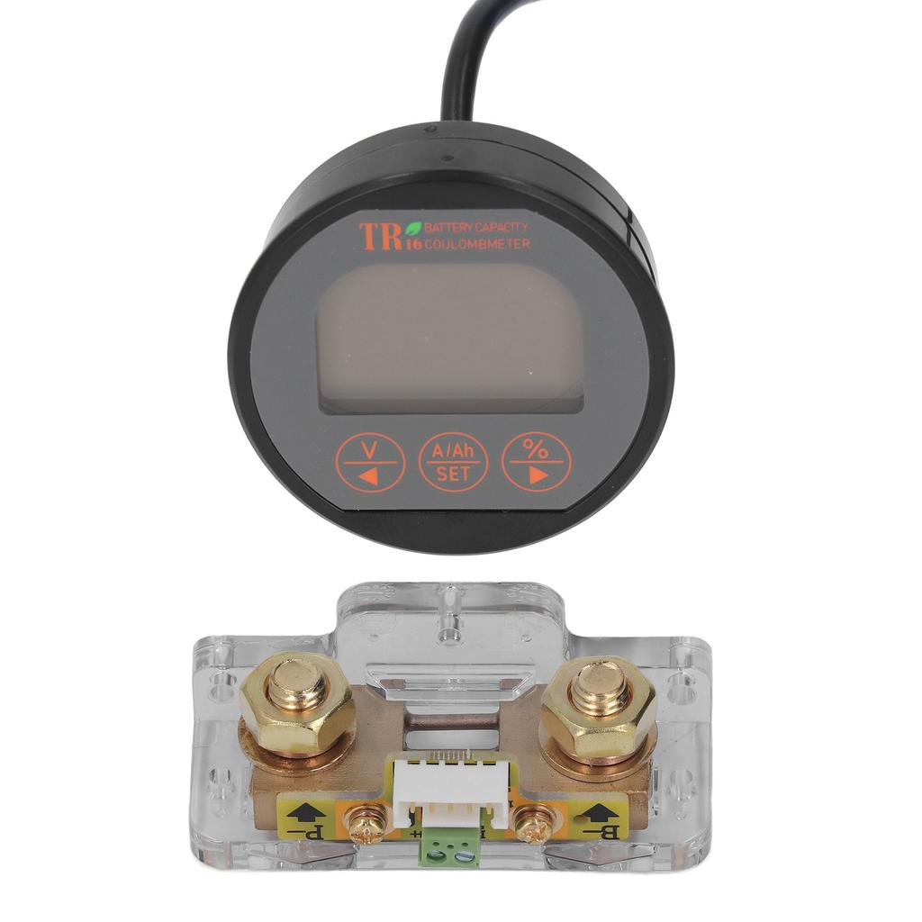 Battery Meter Waterproof Round Accurate Measurement 8‑120V Range Battery Capacity Tester for Electric Car 100A
