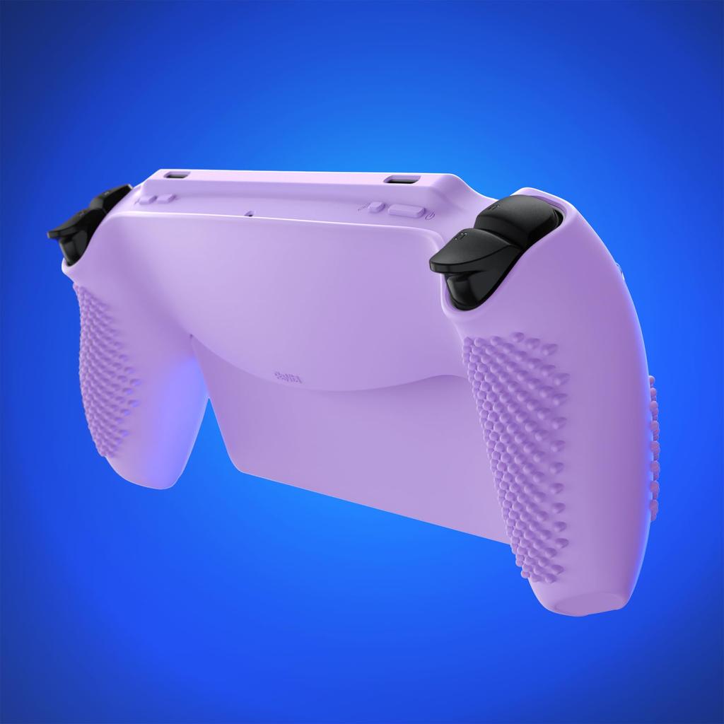 Protective cover case for PlayVital PS with 3D stud design for improved grip and stick compatible thumb grip cap Portal, anti-slip [Mauve Purple]