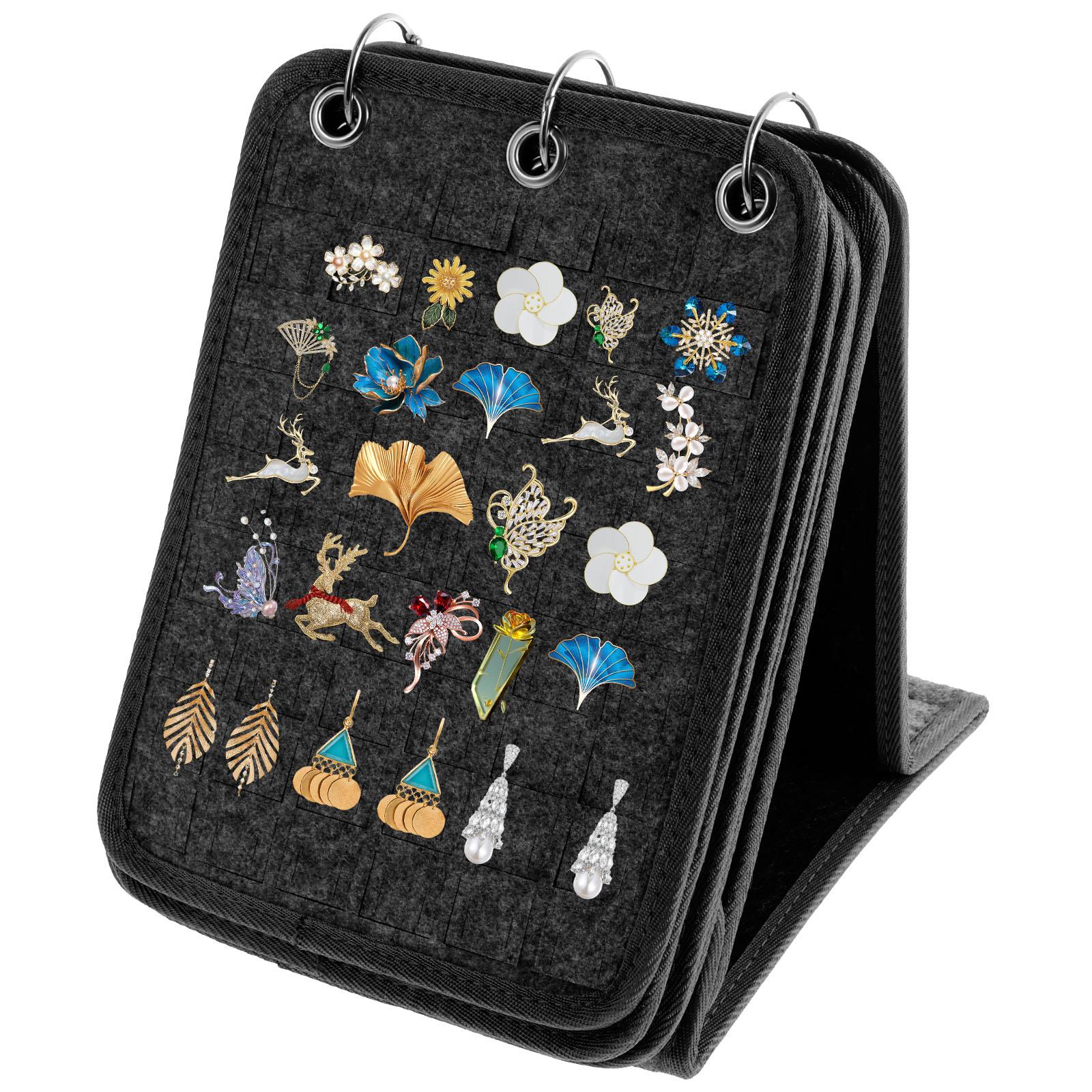 

Felt Pin Brooch Display Storage Book Large Capacity Foldable Metal Badge Chest Holder Box Pennant Brooch Board Jewelry Organizer темно-серого