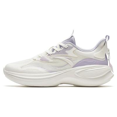 Yezi 3.0 Sports Fabric Synthetic Leather Shock Absorbing Wear Resistant Low Top Running Shoes Women Sneaker Ivory Purple 922315520-6