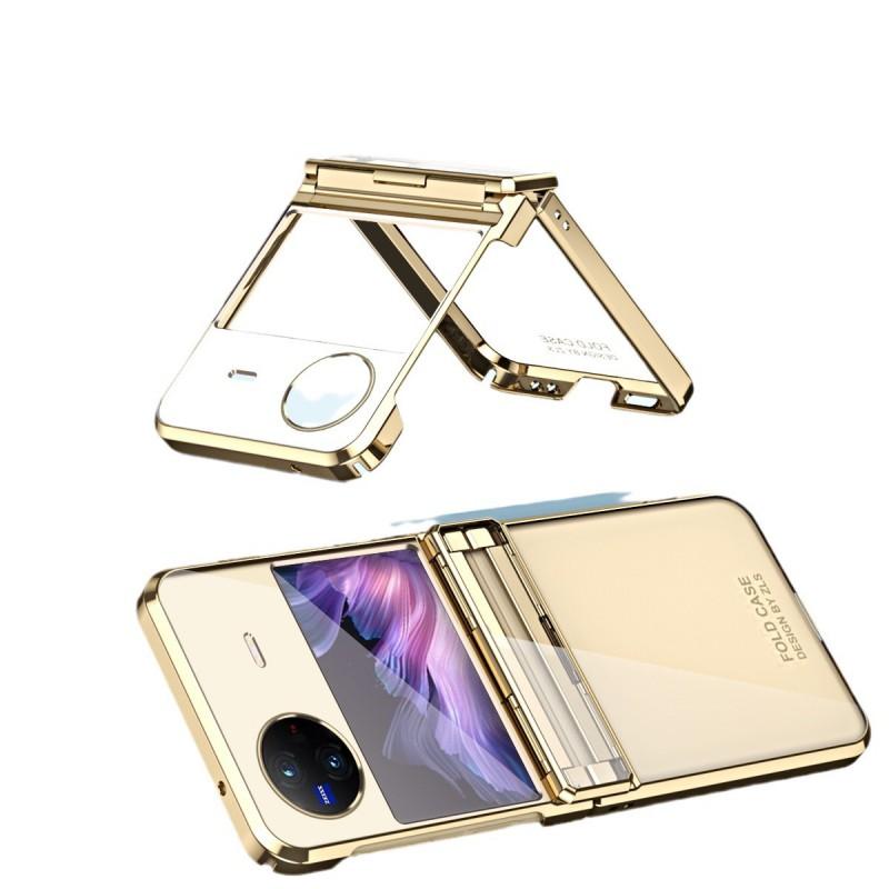 Vivo X Flip Phone Case Full Coverage Shockproof PC Leather Hybrid Cover With Electroplated Finish
