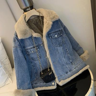Giacca in denim retrò casual da donna autunno e inverno, imbottita e ispessita Parker Coat