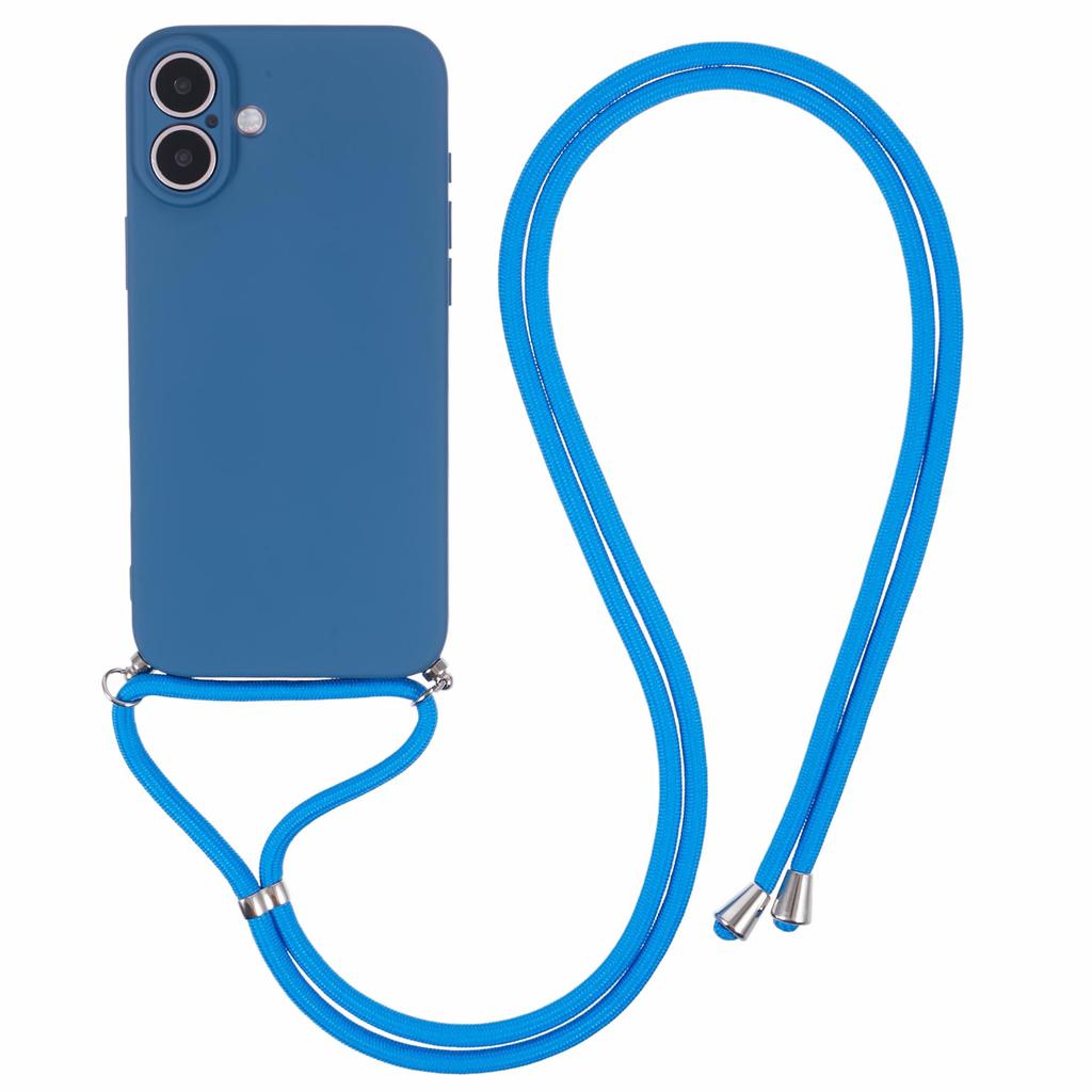 For iPhone 16 Plus Crossbody Case TPU Protective Phone Cover with Soft Fiber Lining